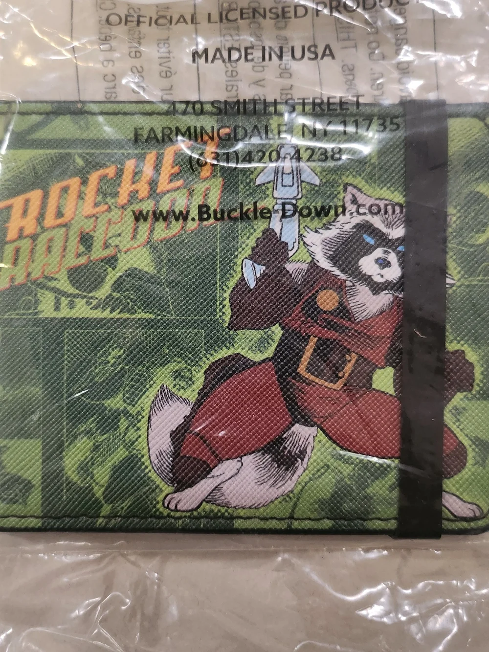 Buckle-Down Rocket Raccoon Graphic Wallet - Green, Red & Black